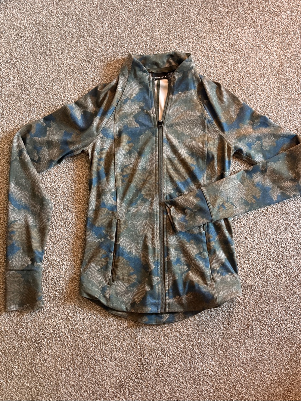Athleta Green and Blue Camo Zip Jacket